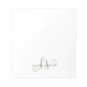 Bloc-note Script féminin Black Gold moderne Monogramme