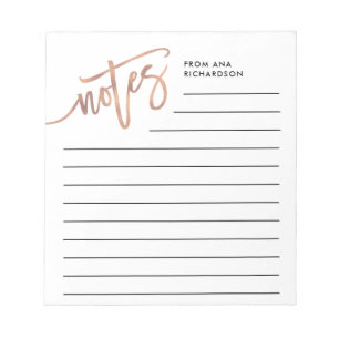 Bloc-note Script manuscrit en or Faux Rose