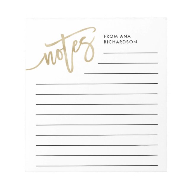 Bloc-note Script manuscrit Faux Gold (Devant)