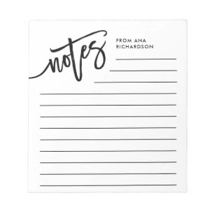Bloc-note Script manuscrit noir et blanc moderne