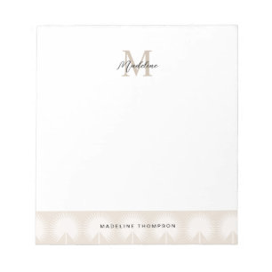 Bloc-note Script minimaliste Beige Anahaw Feuille Monogramme