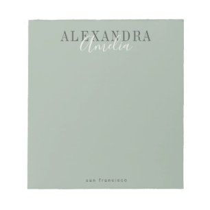 Bloc-note Script minimaliste Boho Sage Green Custom Business