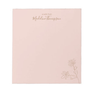 Bloc-note Script minimaliste Floral Blush Pink Gold