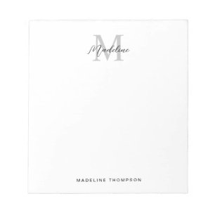 Bloc-note Script minimaliste moderne Monogramme gris noir