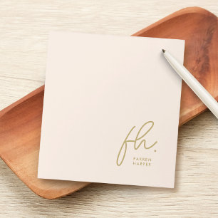 Bloc-note Script Monogramme moderne minimaliste rose pâle si