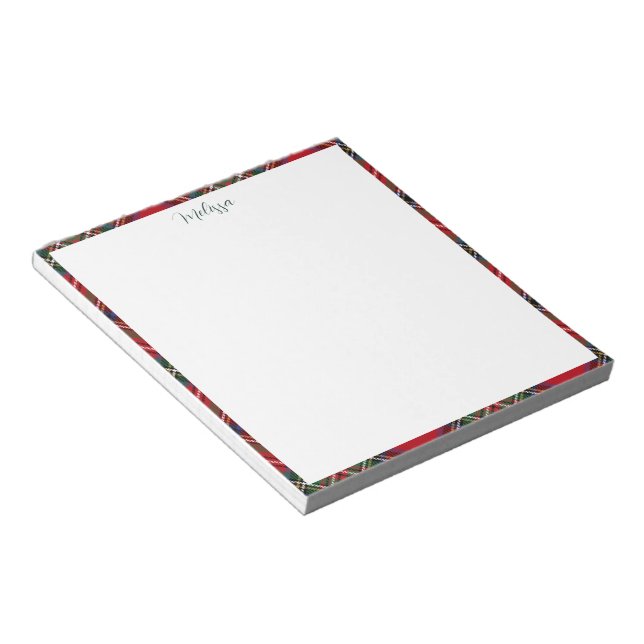 Bloc-note Script Plaid Personnalisé Classique Stewart Tartan (Incliné)