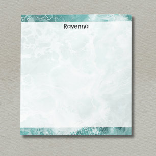 Bloc-note Seafoam Argent Rayé Élégant Nom Script Personnalis