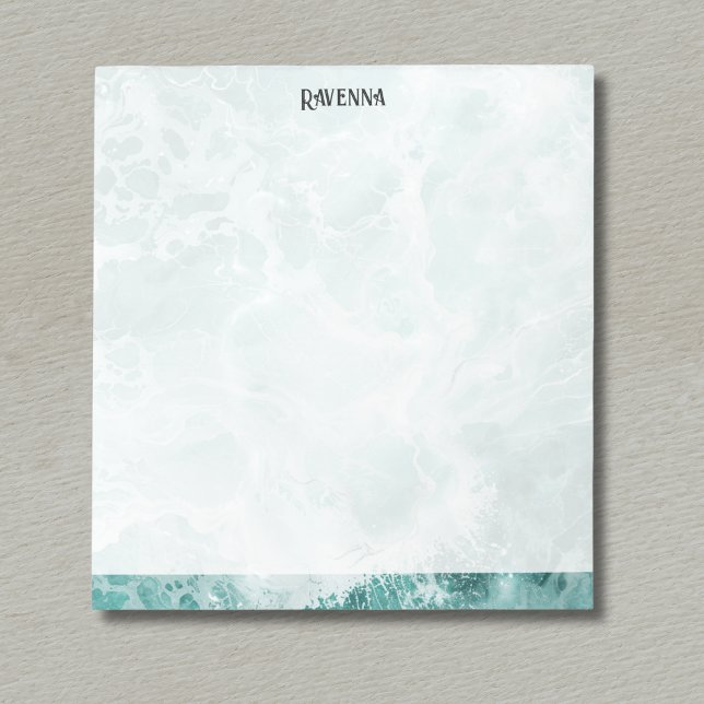 Bloc-note Seafoam Silver Striped Elegant Custom Script Name (Créateur téléchargé)