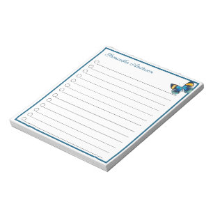 Bloc-note Sentier Papillon Bleu Jaune Nom Personnalisé