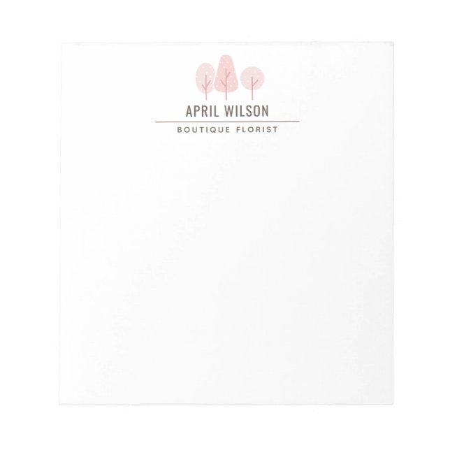 BLOC-NOTE SERVICE DE PAYSAGE TRIO EN ARBRE BLEUS ROSE CUTE (Devant)