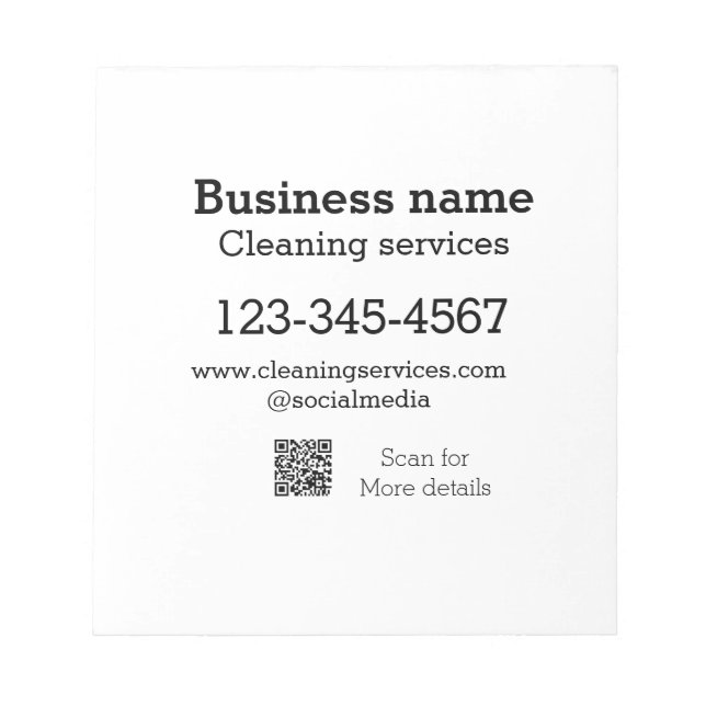 Bloc-note services de nettoyage ajouter numéro site web adre (Devant)