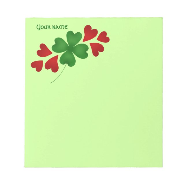 Bloc-note Shamrock aux coeurs (Devant)