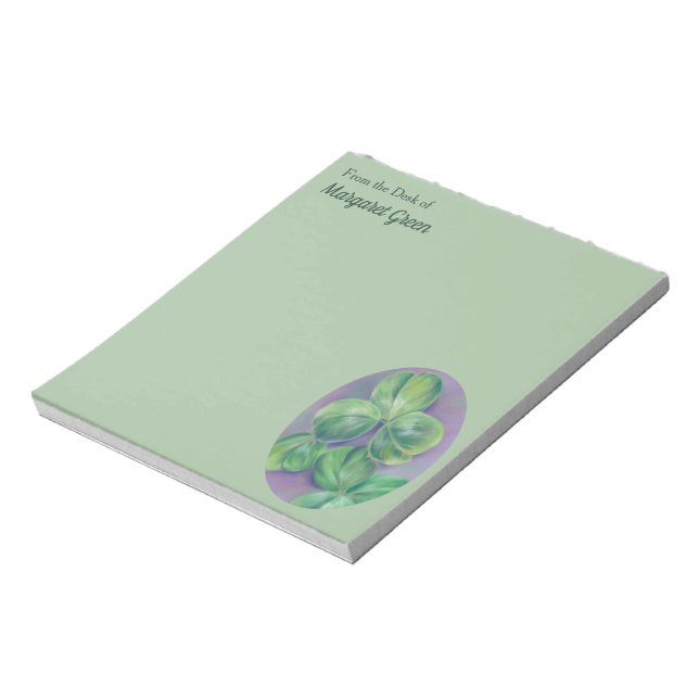 Bloc-note Shamrocks de Clover vert sur Purple Pastel Art (Tourné)