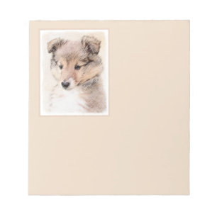 Bloc-note Shetland Sheepdog Puppy Peinture Chien original ar