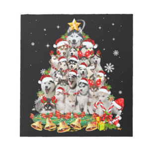 Bloc-note Siberian husky christmas tree lights dog