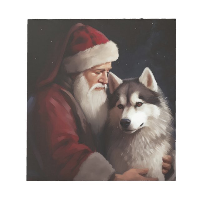 Bloc-note Sibérien Husky avec Noël Festif du Père Noël (Devant)