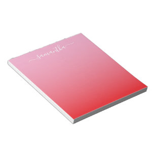 Bloc-note Signature Féminine Dégradé Rose Clair Rouge Clair