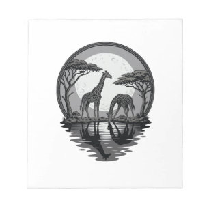Bloc-note Silhouette de girafe vintage safari vecteur lune