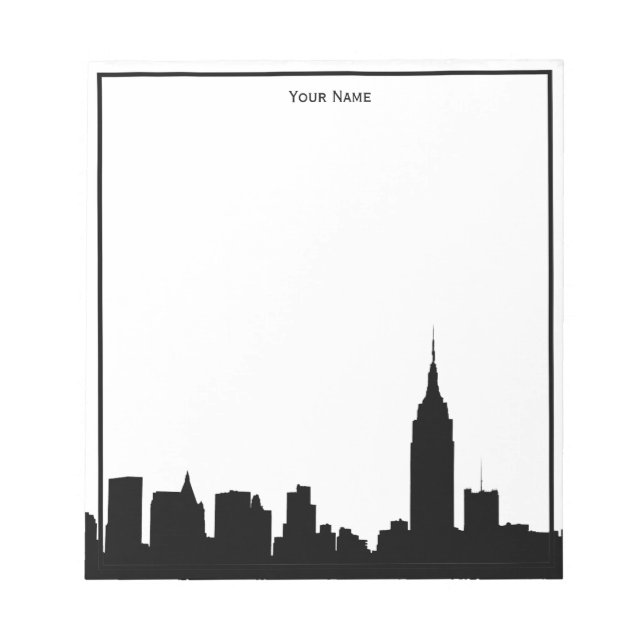 Bloc-note Silhouette de ligne Skyline NYC encadrée (Devant)