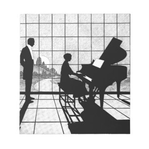 Bloc-note Silhouette de Piano Style Art Déco Noir et Blanc