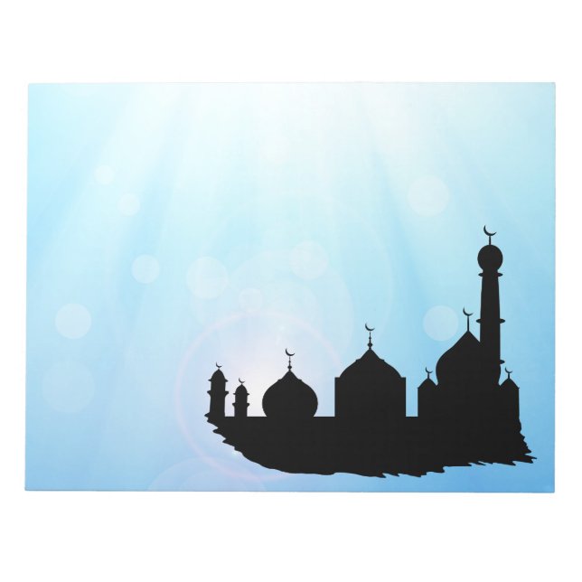 Bloc-note Silhouette mosquée avec rayons du soleil - Bloc-no (Devant)