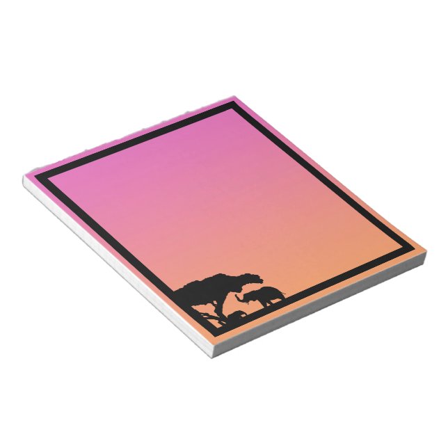 Bloc-note Silhouettes d'éléphant au coucher du soleil (Incliné)