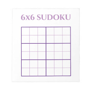 Bloc-note Simple 6 par 6 violet blanc Sudoku Grille Modèle
