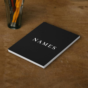 Bloc-note Simple Black Custom Ajouter Votre Nom Élégant