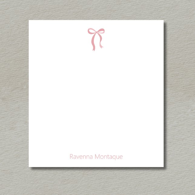 Bloc-note Simple Blush Rose Bow Script Custom Name Script (Créateur téléchargé)
