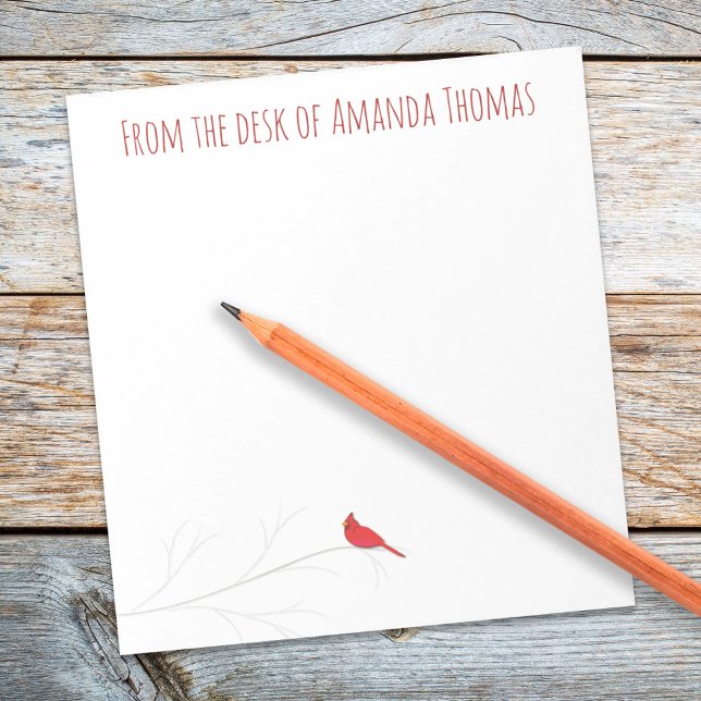 Bloc-note Simple Cardinal Rouge Élégant Hiver Arbre de boule (Simple elegant red cardinal custom notepad)