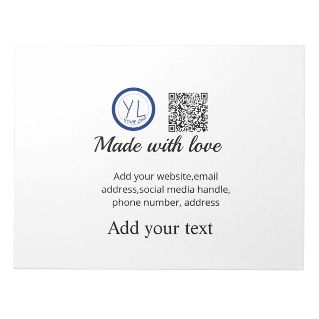 Bloc-note Simple code QR minimal ajouter un logo nom de code (Devant)
