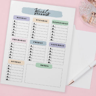 Bloc-note Simple couleur changeable brushstroke Weekly Plann