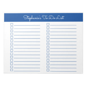Bloc-note Simple Élégant Bleu 8.5x11 Liste de Contrôle à Deu
