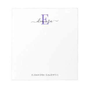Bloc-note Simple Élégant Monogramme Classique Violet