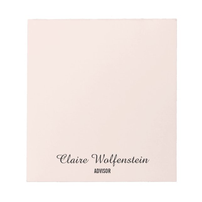 Bloc-note Simple Élégant Rose Pâle Professionnel (Devant)