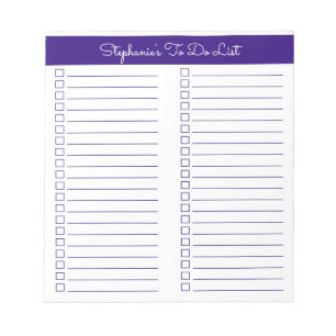 Bloc-note Simple Elégant Royal Purple Liste de contrôle à de