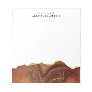 Bloc-note Simple Gold Red Agate Marble Personalized Notepad