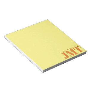 Bloc-note Simple Jaune clair et Monogramme orange