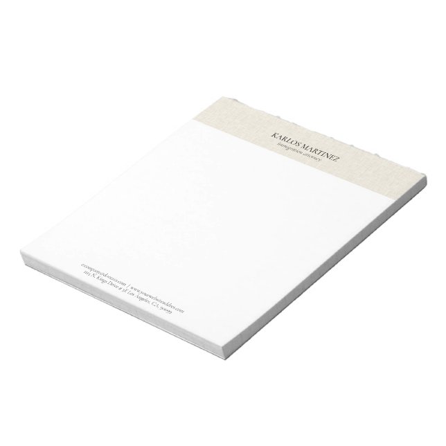 Bloc-note Simple lin beige typographie noire (Tourné)