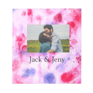 Bloc-note Simple minimal rose bleu aquarelle ajoutez nom pho