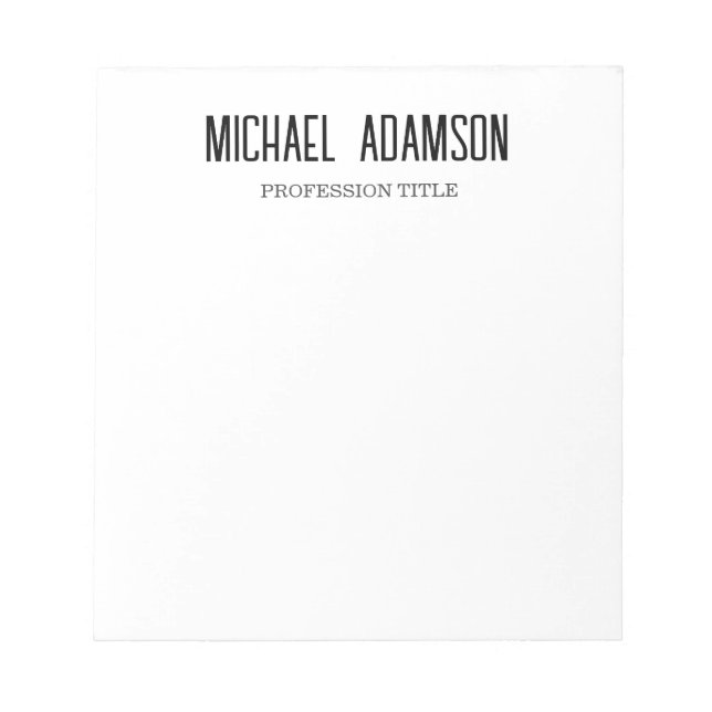 Bloc-note Simple minimaliste blanc classique élégant (Devant)