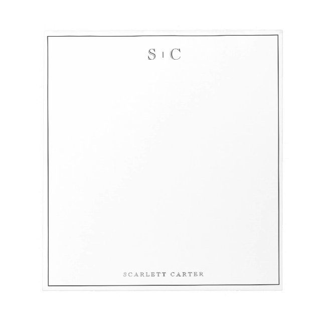 Bloc-note Simple Modern Initials Border Stationery (Devant)