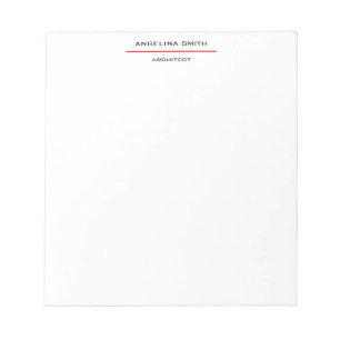 Bloc-note Simple moderne minimaliste blanc rouge professionn
