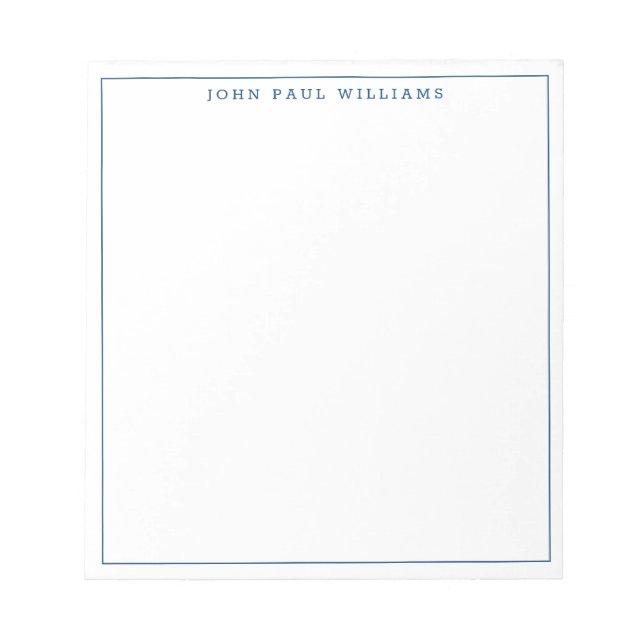 Bloc-note Simple Moderne Minimaliste Marine Ligne Bleue Cadr (Devant)