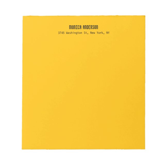Bloc-note Simple Moderne Plain Professionnel Jaune Ambre (Devant)