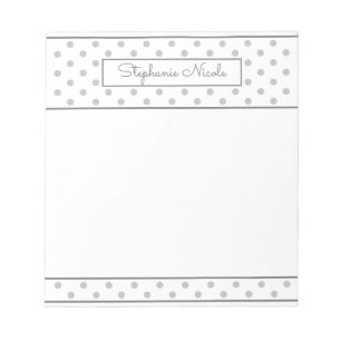 Bloc-note Simple Polka Dot Light Grey Personalized Border