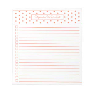 Bloc-note Simple Polka Dot Orange Une Colonne À Faire Liste