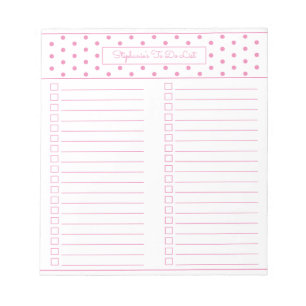 Bloc-note Simple Polka Point Rose Deux Colonnes À Faire List