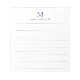 Bloc-note Simple Preppy Magenta Purple monogram