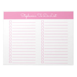 Bloc-note Simple Rose 8.5x11 Liste de Contrôle à Deux Colonn